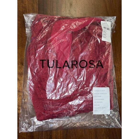 Tularosa Claudia Long Sleeve Romper in Deep Red XXSmall New - Picture 11 of 12
